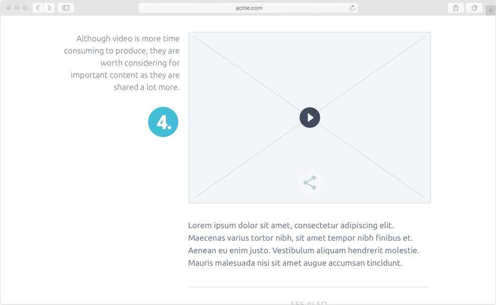 Wireframe of video embedded in post